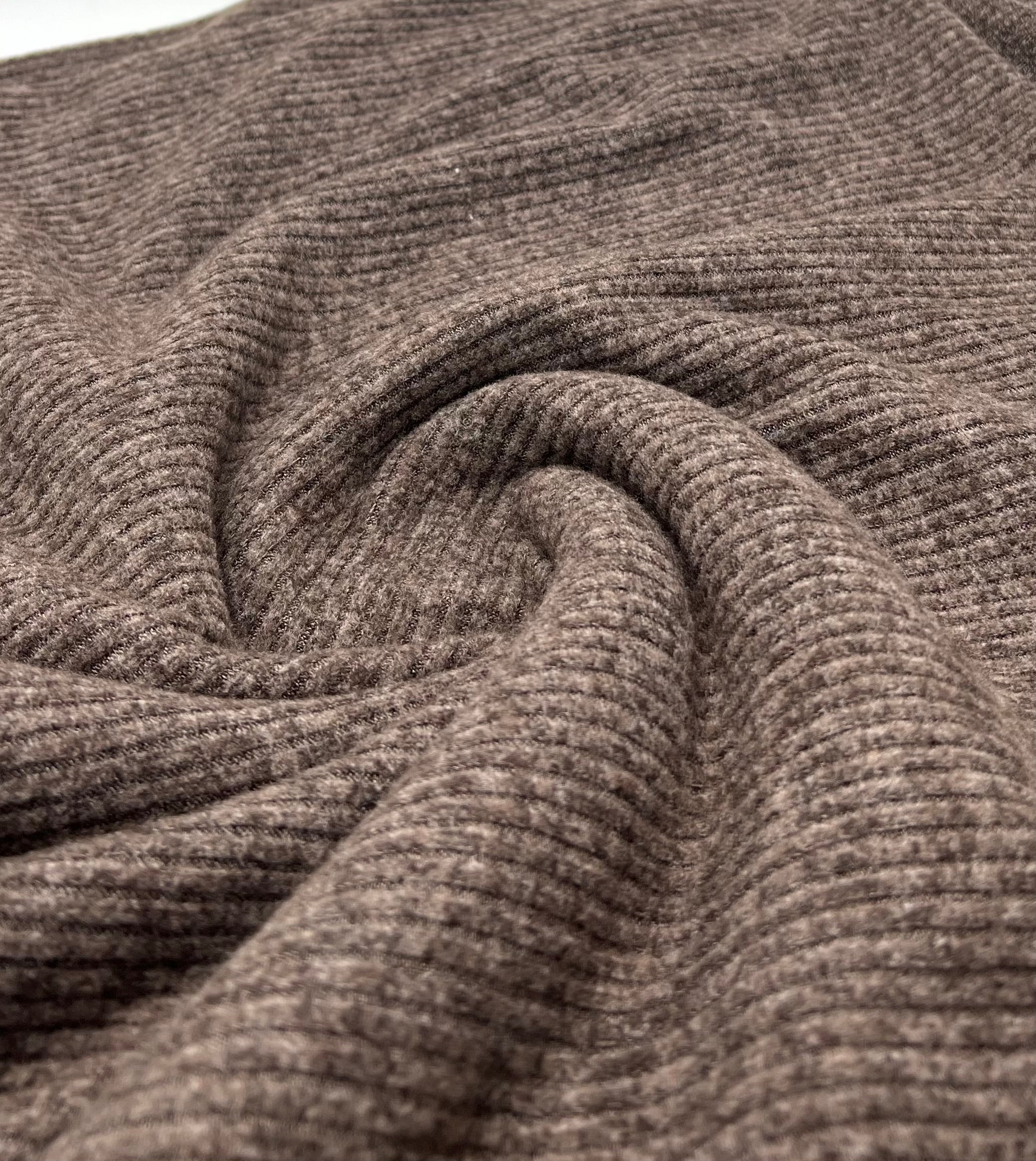 Brown Soft Cosy Wide Rib Stretch Fabric